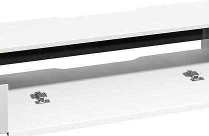 Fully-Assembled Floating TV Stand with Drawers, 55IN High Gloss Wall Mounted Entertainment Center, Modern Media Console with Storage, Under TV Shelf for Bedroom Living Room White