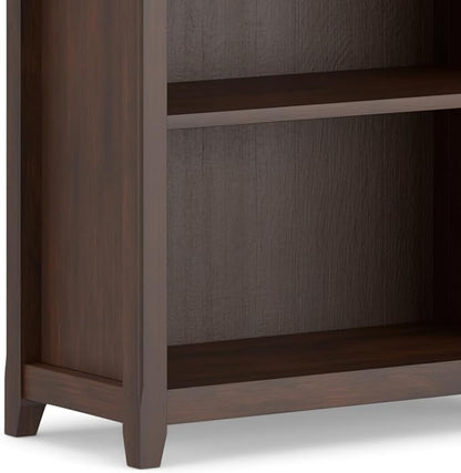 SIMPLIHOME Amherst Bookcase - 70 inch Tall 5-Shelf Solid Wood Bookshelf in Russet Brown, Transitional Storage for Living Room, Study Room or Office with Adjustable Shelves and Tapered Legs