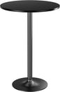 Shahoo Round Bar Table, Cocktail Tables with Metal Base & MDF Top, for Bistro Pub, Cafe, Black