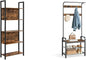 VASAGLE 5-Tier Industrial Bookshelf and 4-in-1 Entryway Coat Rack with Shoe Bench