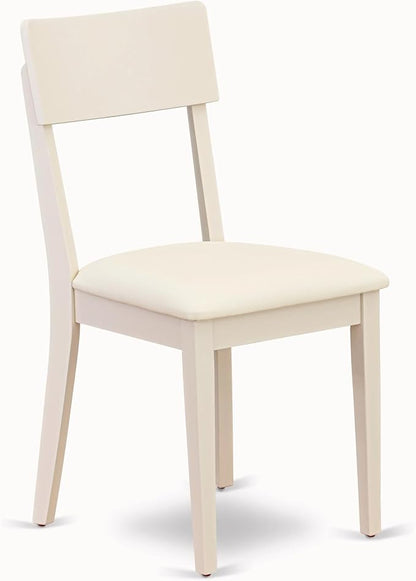 East West Furniture DMAD3-LWH-LC 3 Piece Dinette Set for Small Spaces Contains a Round Dining Table with Dropleaf and 2 Faux Leather Dining Room Chairs, 42x42 Inch, Linen White