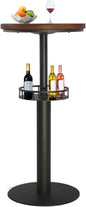 LOKKHAN 42" Tall Rustic Industrial Bar Table with Storage-19.68" Dia Round Wooden Top Metal Bar Height Adjustable Standing Pub Table-Dining Room Cocktail Bistro Table