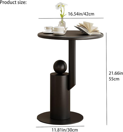 Metal Round Side Table,Matte Modern Accent End Tables Coffee Tables,Small Drink Table for Small Spaces,Pedestal Tables for Living Room, Bedroom, Corners, and Office, 21.65'' Height