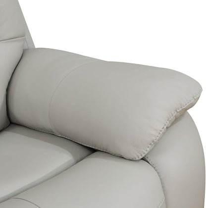 Electric Power Reclining Sofa Set, Genuine Breathing Leather Recliner Couch Set, Comfy Wide Lazy 3 Pieces Top Grain Leather Sofa with Built in USB Port for Living Room (Grey, 3-Piece)