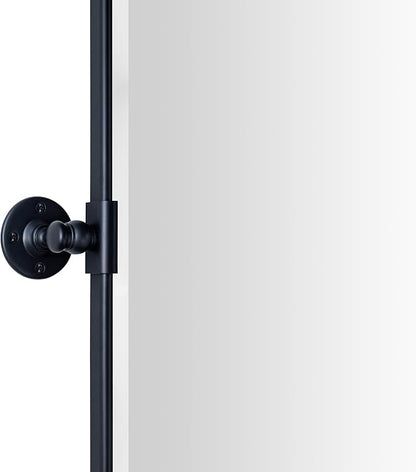 TEHOME 40x30'' Pivoting Bathroom Vanity Mirror Large Matt Black Metal Framed Rectangle Tilting Beveled Vanity Mirrors for Wall, Horizontal Hanging