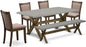 East West Furniture X797MZ748-6 6 Piece Dinette Set Contains a Rectangle Dining Table with X-Legs and 4 Coffee Linen Fabric Parson Chairs with a Bench, 40x72 Inch, Multi-Color