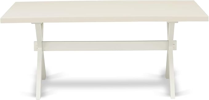 East West Furniture X027EL207-5 5 Piece Dining Room Furniture Set Includes a Rectangle Dining Table with X-Legs and 4 Gray Linen Fabric Upholstered Chairs, 40x72 Inch, Multi-Color