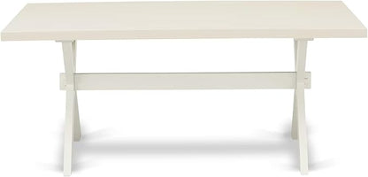 East West Furniture X027EL207-5 5 Piece Dining Room Furniture Set Includes a Rectangle Dining Table with X-Legs and 4 Gray Linen Fabric Upholstered Chairs, 40x72 Inch, Multi-Color