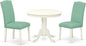 East West Furniture ANEN3-LWH-57 3 Piece Dinette Set for Small Spaces Contains a Round Kitchen Table with Pedestal and 2 Pond Faux Leather Parson Dining Chairs, 36x36 Inch, Linen White