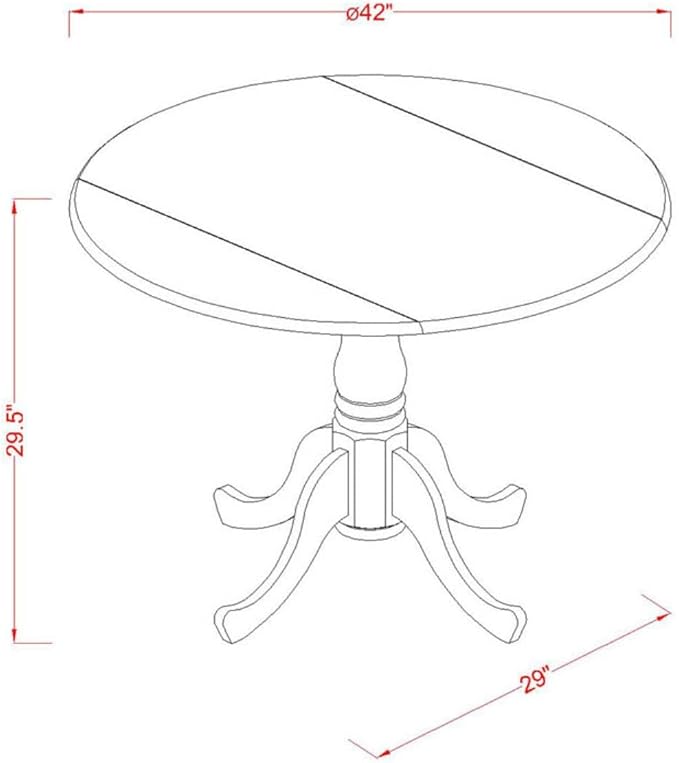 East West Furniture DLCE5-BLK-21 5 Piece Kitchen Table & Chairs Set Includes a Round Dining Table with Dropleaf and 4 Mineral Blue Linen Fabric Upholstered Chairs, 42x42 Inch, Black