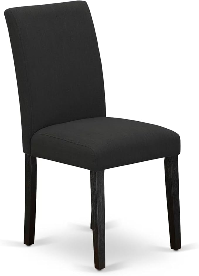 East West Furniture V627AB624-9 9 Piece Dining Table Set Includes a Rectangle Dining Room Table with V-Legs and 8 Black Color Linen Fabric Parsons Chairs, 40x72 Inch, Multi-Color