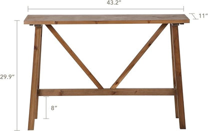Wnutrees 43" Farmhouse Solid Wood Console Tables, Rustic Hallway Table, Solid Firwood Sofa Table for Entryway, Living Room, Easy Assembly, Natural