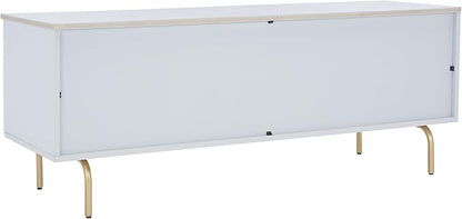SAFAVIEH Genevieve TV Stand for up to 65" Flatscreen – Grey & White Washed Finish, Mid-Century Modern Storage Cabinet, Entertainment Media Console (MED5000E)