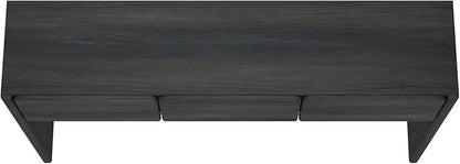 Manhattan Comfort Linda Modern Console Table with 3 Storage Drawers – 60" Narrow Entryway Stand for Living Room, Hallway, or Dining Room – Wood Grain Accent Furniture, Charcoal Grey