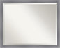 Amanti Art Grey Wall Mirror 25x31 Edwin Grey Rectangle Bathroom Mirror for Wall Decor Living Room, Large Casual Wood Frame, Hangs Horizonally and Vertically, Bathroom Decor, Beveled Edge from WI, USA