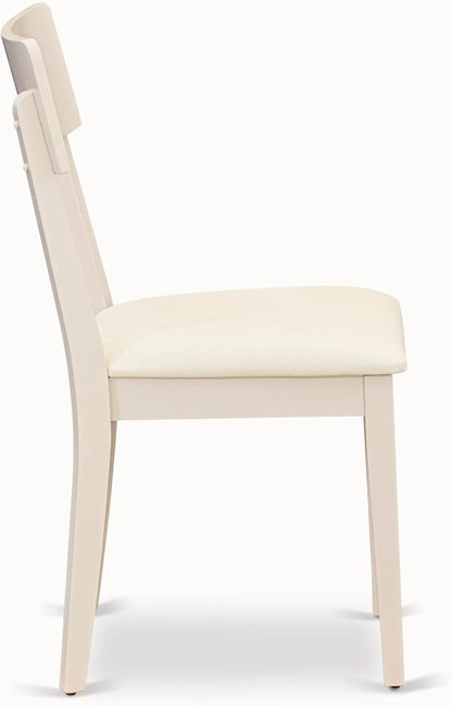 East West Furniture DMAD3-LWH-LC 3 Piece Dinette Set for Small Spaces Contains a Round Dining Table with Dropleaf and 2 Faux Leather Dining Room Chairs, 42x42 Inch, Linen White