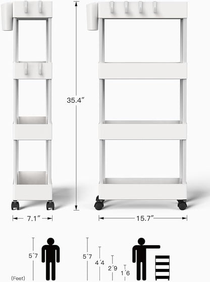 Pipishell Slim Storage Cart with Wheels, Bathroom Cart Organizer Bathroom Storage Small, Rolling Cart for Bathroom, Laundry Room, Kitchen, Narrow Space, Black PIUC04