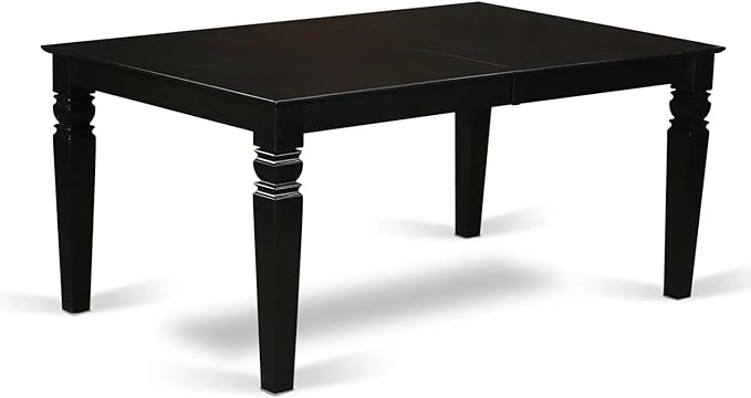 East West Furniture LGDA9-BLK-27 9 Piece Kitchen Set Consists of a Rectangle Dining Table with Butterfly Leaf and 8 Polyester Fabric Upholstered Chairs, 42x84 Inch, Black