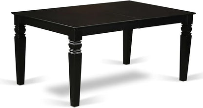 East West Furniture LGDA9-BLK-32 9 Piece Dining Room Set Includes a Rectangle Kitchen Table with Butterfly Leaf and 8 Polyester Fabric Padded Chairs, 42x84 Inch, Black