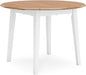 Signature Design by Ashley Gesthaven Farmhouse Dining Drop Leaf Table with 4 Legs, Light Brown & White