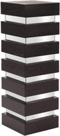 Howard Elliott Stepped Pedestal Accent Table, Black Wood and Mirrored Side End Table for Home Decor, Small Space Pedestal Table for Bedroom, Living Room & Entryway, 12 x 12 x 35.5 Inch, Tall