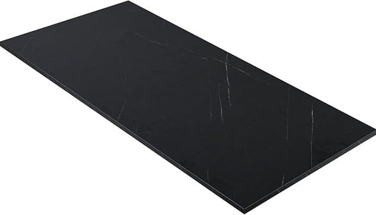 Kaboon Universal Tabletop 59.1"x23.62", Solid One-Piece Melamine Table Top, Double Desk L-Desk DIY, Home and Office Countertop, Cloud Atlas/Black Marble
