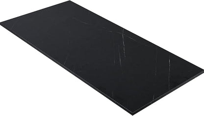 Kaboon Universal Tabletop 55"x23.62" Solid One-Piece Melamine Table Top, Double Desk L-Desk DIY, Home and Office Countertop,Cloud Atlas/Black Marble