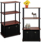 Furinno Go Green 4-Tier Multipurpose Storage Shelf with Bins, Set of 2, Dark Cherry