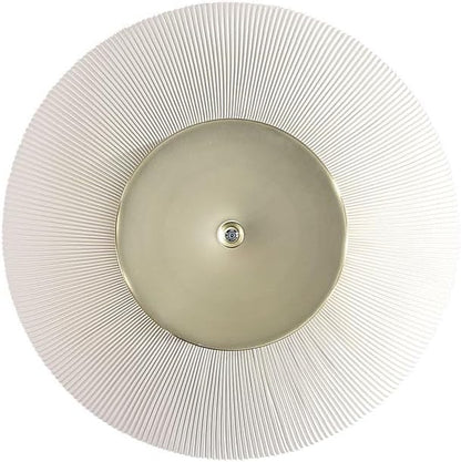 Manhattan Comfort Anderson Modern 28.15" Round Coffee Table 2.0 - Ceramic Marble Tabletop, Elegant Pleated Leatherette Details & Gold Base, Fully Assembled Accent Furniture, Set of 1, Cream