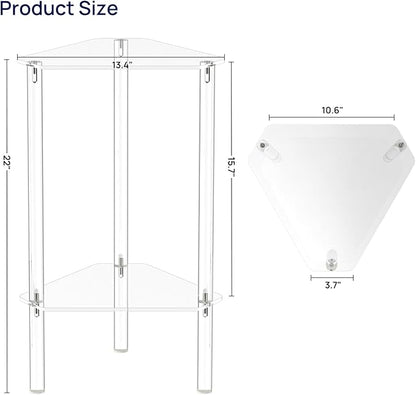 HMYHUM Clear Acrylic Triangle End Table, Corner Side Table for Small Spaces, Small Accent Table for Living Room, Bedroom and Balcony, Easy Assembly