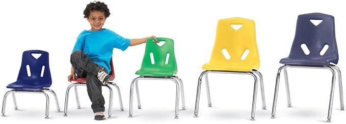 Jonti-Craft Berries 8146JC1008 Stacking Chair with Chrome-Plated Legs, 16" Height, Red