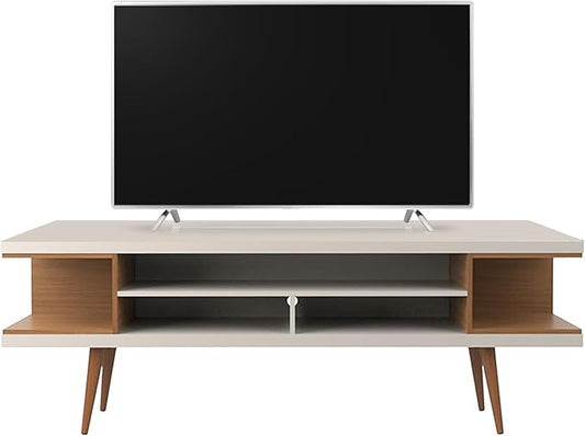 Manhattan Comfort Utopia 70.47" Freestanding Entertainment Center for Living Room, Mid Century Modern TV Stand with Shelves, Storage and Media Holes, Fits 65" Screens, Maple Cream