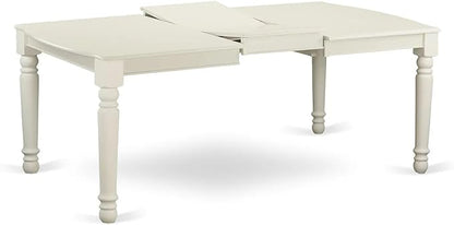 East West Furniture LGDA9-LWH-22 9 Piece Dining Set Consists of a Rectangle Dining Table with Butterfly Leaf and 8 Polyester Fabric Chairs, linen white