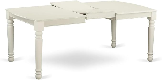 East West Furniture LGDA9-LWH-13 9 Piece Kitchen Set Includes a Rectangle Dining Table with Butterfly Leaf and 8 Polyester Fabric Upholstered Chairs, linen white
