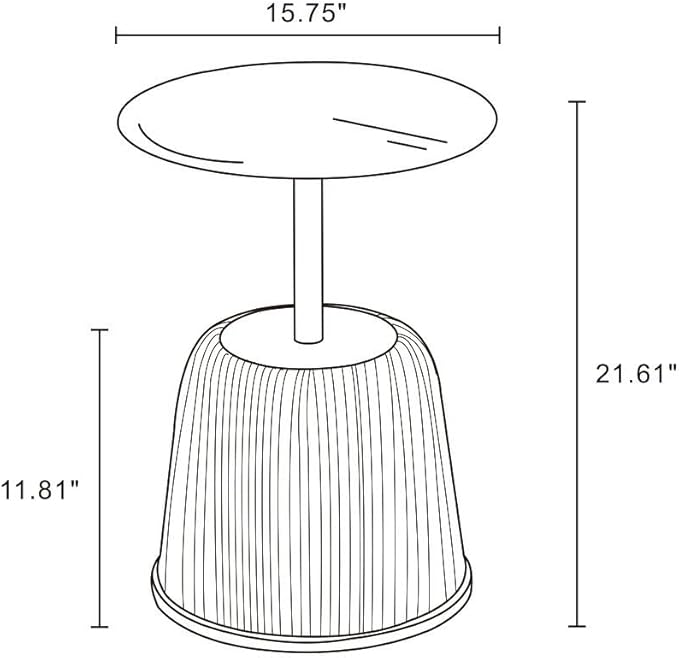 Manhattan Comfort Anderson Modern 15.75" Round End Tables 1.0 - Elegant Leatherette Upholstered Base with Pleated Design & Gold Steel Tabletop, Fully Assembled Accent Furniture, Set of 2, Orange