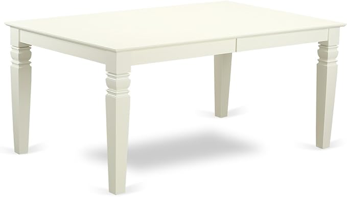 East West Furniture LGBO5-LWH-LC 5 Piece Dining Room Furniture Set Includes a Rectangle Kitchen Table with Butterfly Leaf and 4 Faux Leather Upholstered Chairs, 42x84 Inch, Linen White