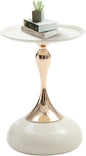 White Pedestal Side Table for Small Spaces, Metal Round Unique End Tables Living Room Modern Corner Accent Table, Martini Table Small Drink Table for Couch, Sofa, Recliner