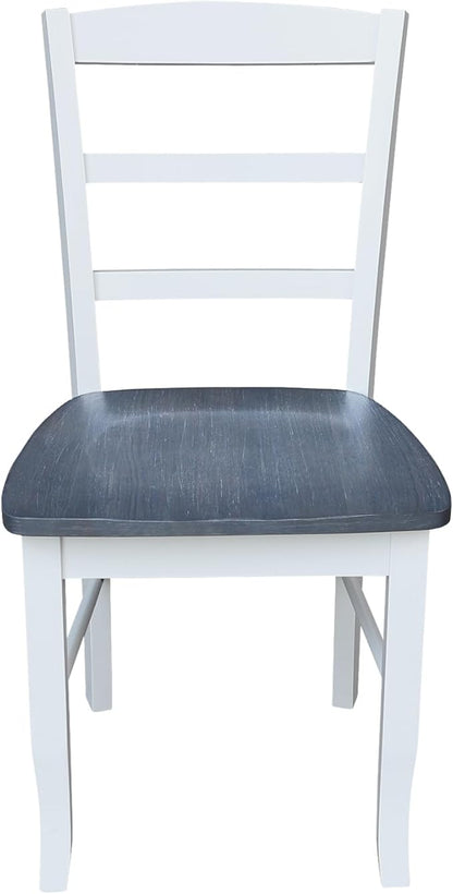 IC International Concepts Set of Two Madrid Ladderback Dining Chairs, White/Heather Gray