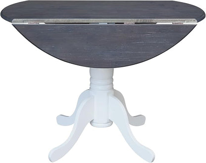 International Concepts Inch Dual 42 Drop Leaf Dining Table, White/Heather Gray