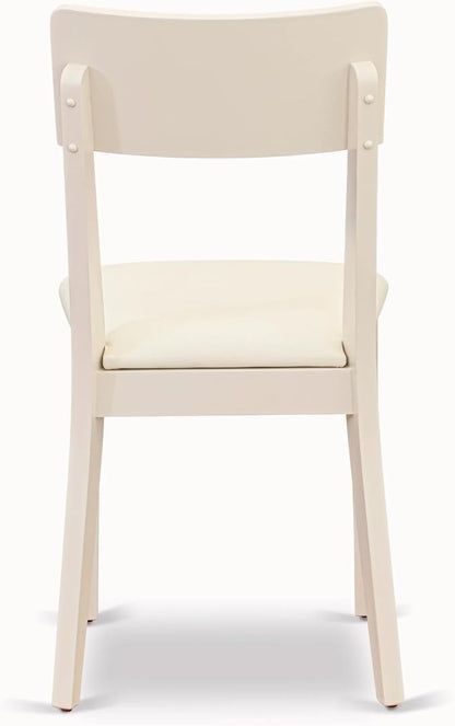 East West Furniture DMAD3-LWH-LC 3 Piece Dinette Set for Small Spaces Contains a Round Dining Table with Dropleaf and 2 Faux Leather Dining Room Chairs, 42x42 Inch, Linen White