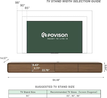 Fully-Assembled Minimalist Floating TV Stand, Modern Wall-Mounted Entertainment Center with 4 Flip-Down Cabinet Doors, Solid Wood Media Console, Walnut Veneer, 94"