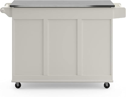 Homestyles Dolly Madison Rolling Mobile Kitchen Island with Storage and Towel Rack, 54 Inch Width, Off White