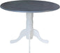 International Concepts Inch Dual 42 Drop Leaf Dining Table, White/Heather Gray
