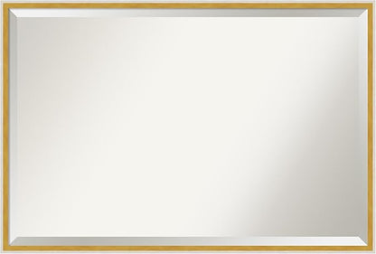 Amanti Art White Bathroom Mirror for Over Sink, 25x37 Paige White Gold Rectangle Vanity Mirror, Large Modern Contemporary Wood Frame, Hangs Horizonally and Vertically, Bathroom Wall Decor, Beveled