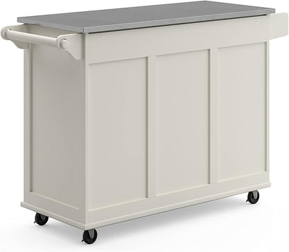 Homestyles Dolly Madison Rolling Mobile Kitchen Island with Storage and Towel Rack, 54 Inch Width, Off White