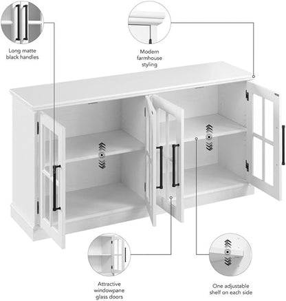 Bush Furniture Westbrook 60W TV Stand for 75 Inch TV in White Ash | Living Room Entertainment Center with Storage
