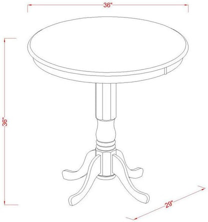 East West Furniture JAPB5-OAK-C 5 Piece Counter Height Pub Set Includes a Round Dining Table with Pedestal and 4 Linen Fabric Kitchen Dining Chairs, 36x36 Inch, Oak
