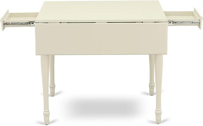 East West Furniture MZAV5-LWH-W 5 Piece Dinette Set for 4 Includes a Rectangle Dining Room Table with Dropleaf and 4 Dining Chairs, 36x54 Inch, Linen White