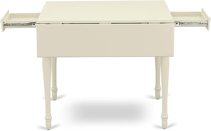 East West Furniture MZCL5-LWH-W 5 Piece Dinette Set for 4 Includes a Rectangle Dining Room Table with Dropleaf and 4 Dining Chairs, 36x54 Inch, Linen White