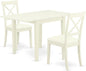 East West Furniture NDBO3-LWH-LC 3 Piece Dining Room Table Set Contains a Rectangle Dining Table with Dropleaf and 2 Faux Leather Upholstered Chairs, 30x48 Inch, Linen White